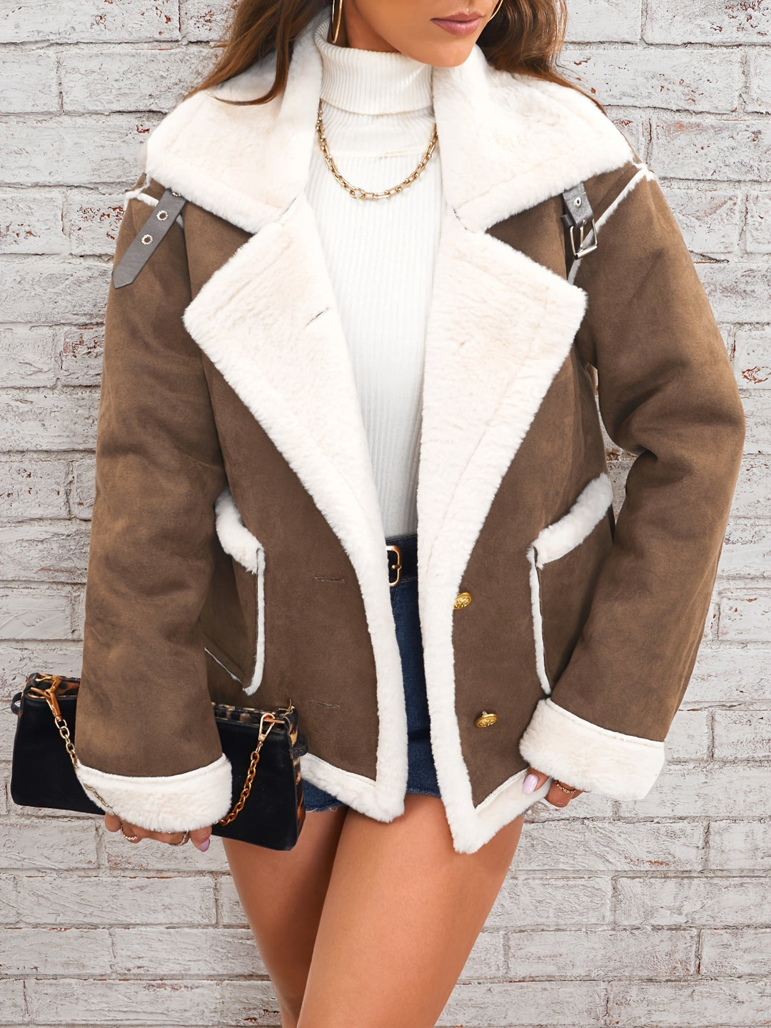 Retro winterjas met stijlvolle kraag