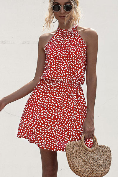 Virginia - Stippenprint Halter Hals Casual Jurk
