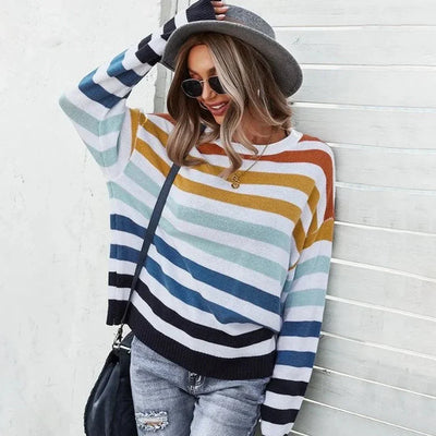 Lange Mouw Gestreepte Sweater – Tijdloze Stijl voor Dagelijks Gebruik