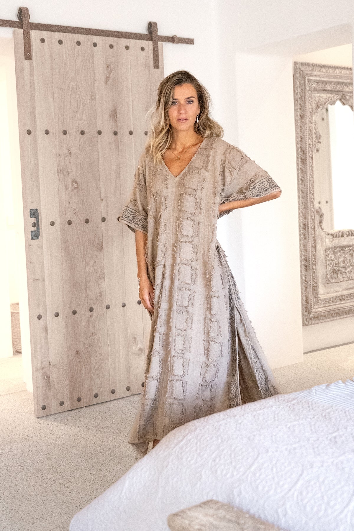 Lange zomerse kaftan met wijde pasvorm en stijlvolle uitstraling