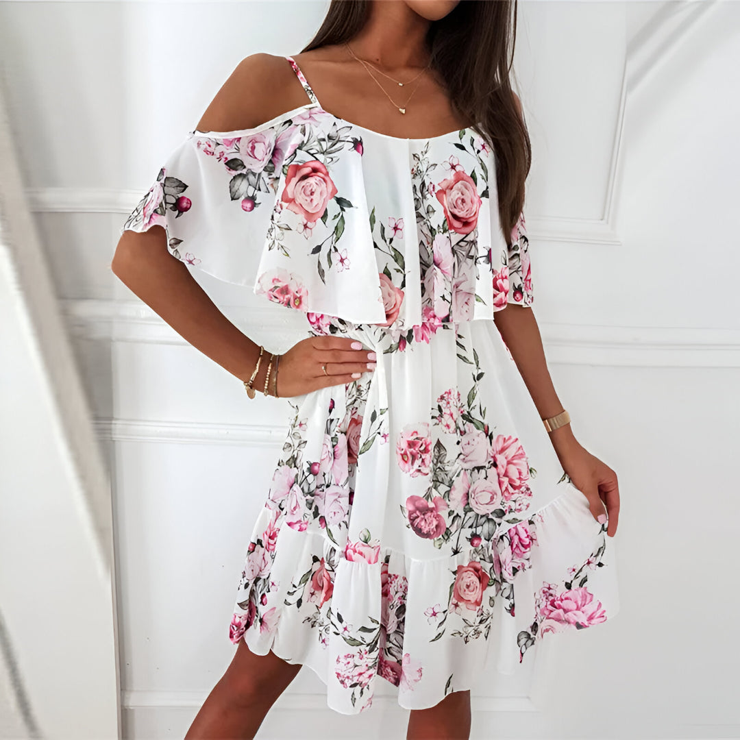 Zomerse korte jurk met bloemenprint en elegante bandjes voor een luchtige uitstraling