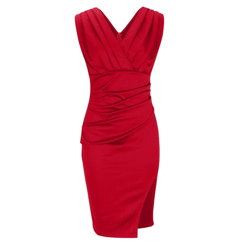 Elegante midi-jurk met getailleerde pasvorm en V-hals voor een verfijnde uitstraling