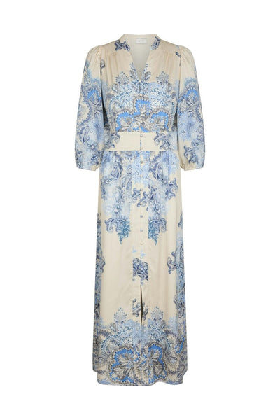 Elegante maxi jurk met knopen en driekwart mouwen