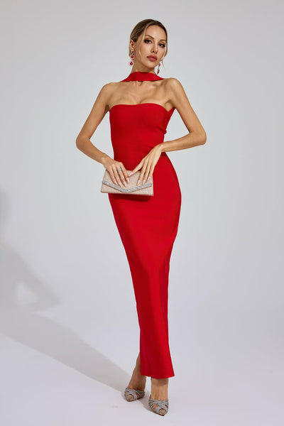 Elegante maxi jurk met halterstijl en open rug