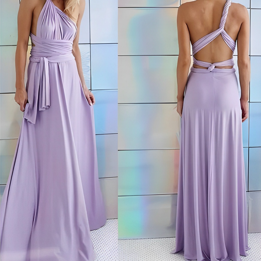 Elegante maxi jurk met meerdere draagmogelijkheden