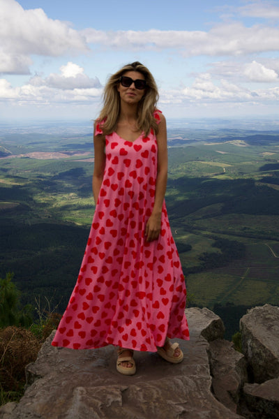 Moderne mouwloze maxi jurk met wijdvallend silhouet