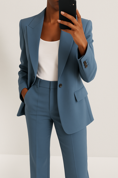 Damespak met elegante blazer en bijpassende broek in klassieke stijl