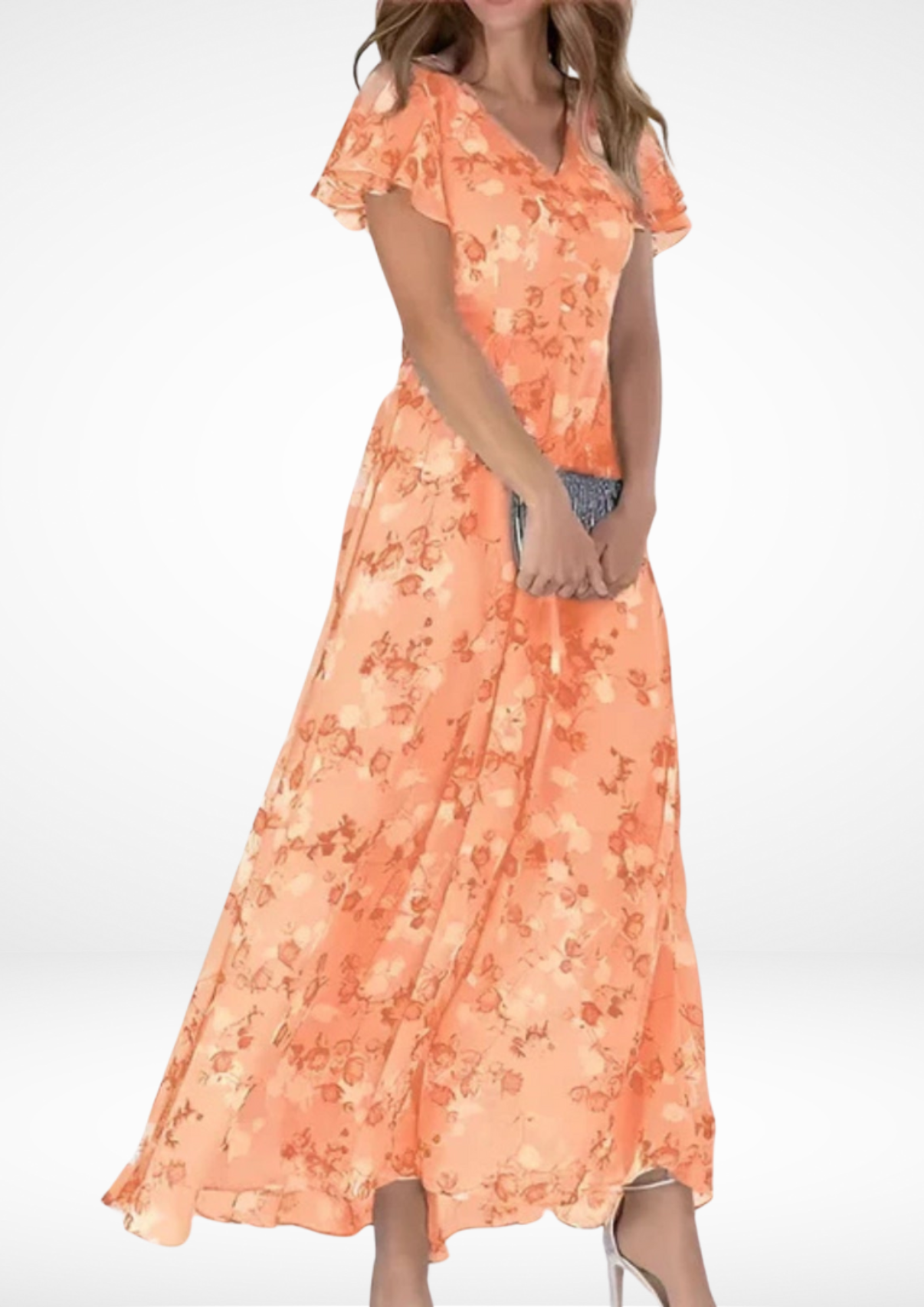 Luchtige maxi jurk met korte mouwtjes voor zomerse stijl