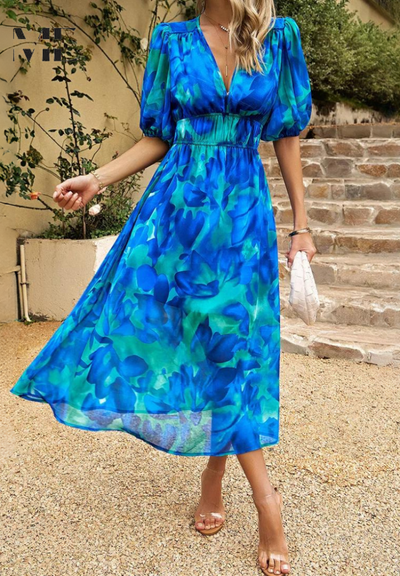 Elegante midi jurk met korte mouwen voor dagelijks comfort