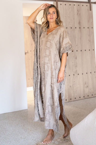 Lange zomerse kaftan met wijde pasvorm en stijlvolle uitstraling