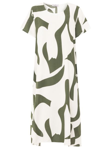 Stijlvolle midi jurk met korte mouwen en abstract patroon