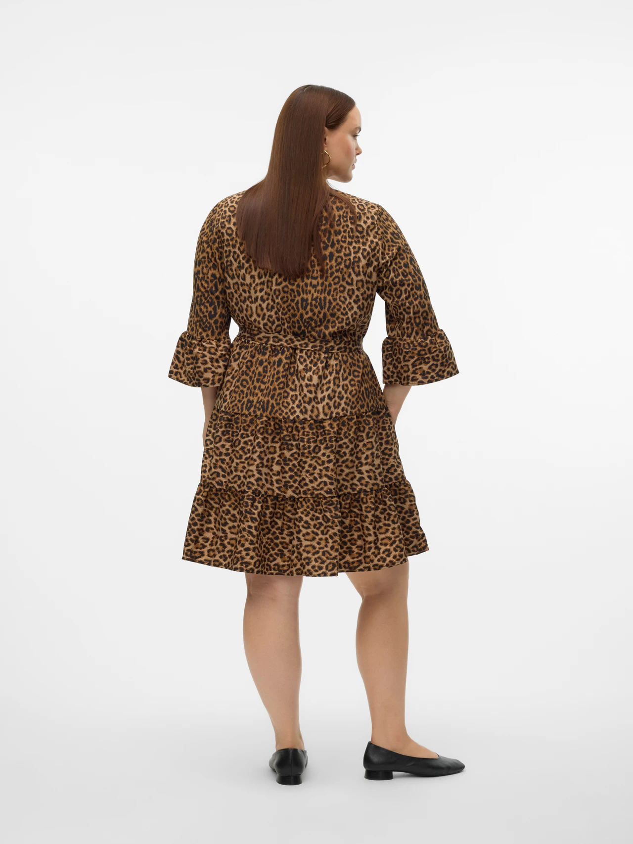Casual korte jurk met geometrisch patroon en V-hals