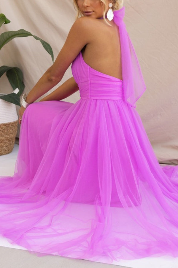 Halter maxi-jurk met geplooide details voor een stijlvolle uitstraling