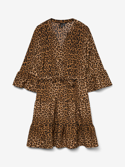 Casual korte jurk met geometrisch patroon en V-hals