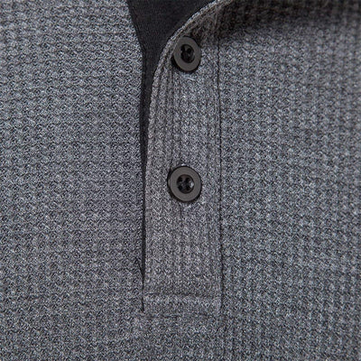 Heren T-shirt met halve knoopsluiting en lange mouwen voor een stijlvolle casual kijk