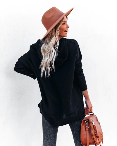 Brenda casual effen sweatshirt met V-hals en vleermuismouwen