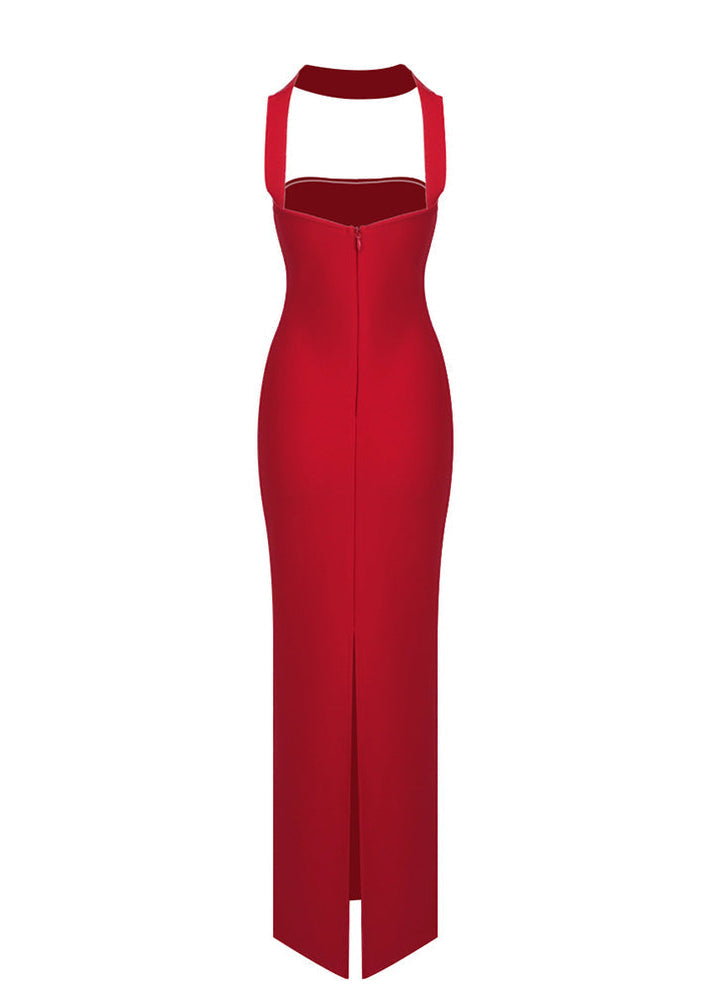 Elegante maxi jurk met halterstijl en open rug