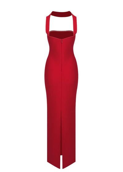 Elegante maxi jurk met halterstijl en open rug