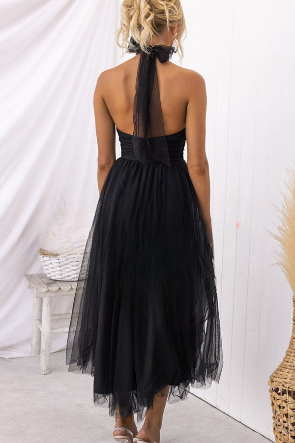 Halter maxi-jurk met geplooide details voor een stijlvolle uitstraling