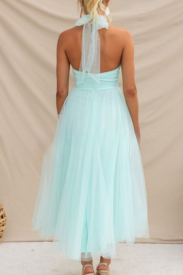 Halter maxi-jurk met geplooide details voor een stijlvolle uitstraling