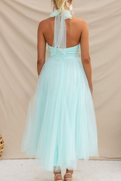 Halter maxi-jurk met geplooide details voor een stijlvolle uitstraling