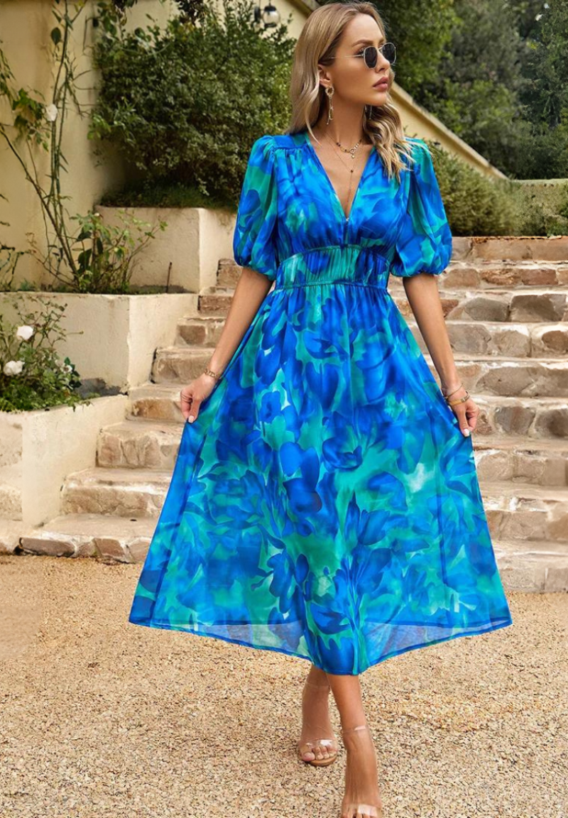 Elegante midi jurk met korte mouwen voor dagelijks comfort