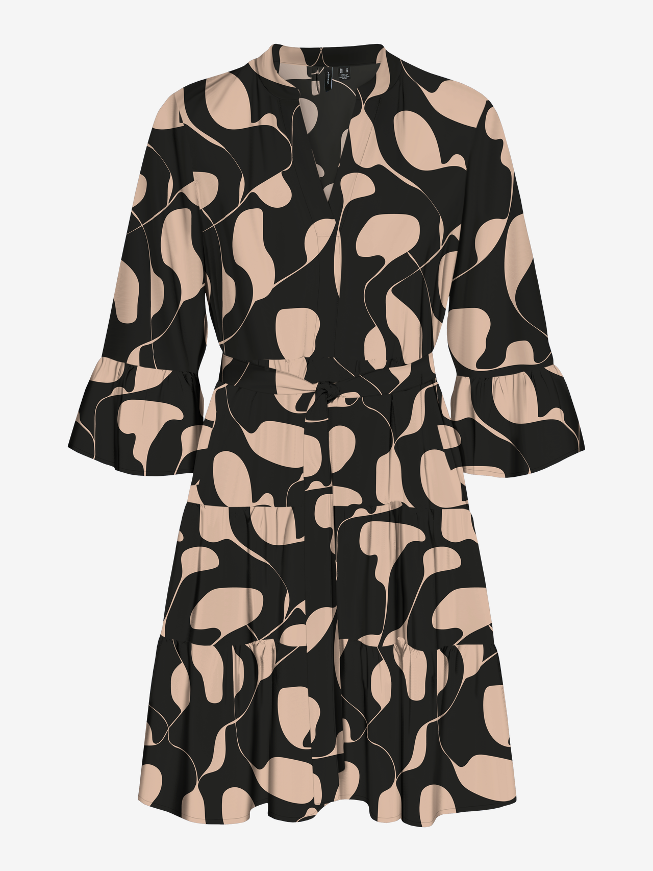 Casual korte jurk met geometrisch patroon en V-hals
