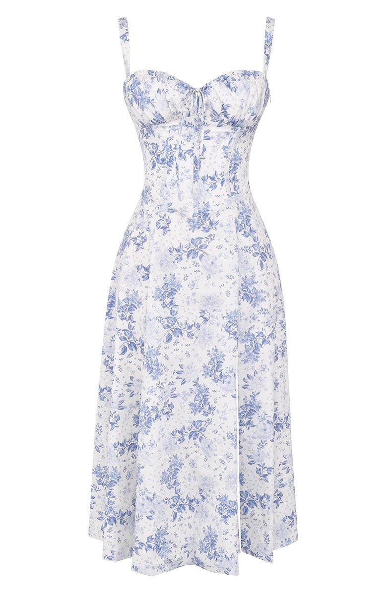Zomerse midi jurk met bandjes en verfijnde pasvorm voor elke gelegenheid