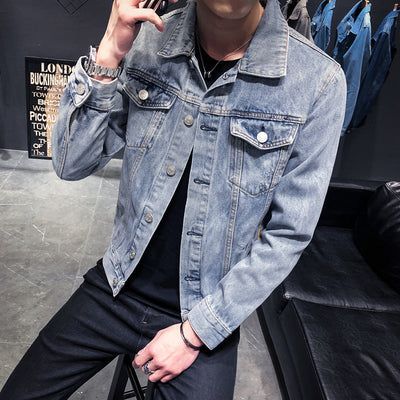 Klassieke Retro Denim Motorjack voor Mannen - Stijlvolle Bikerjack