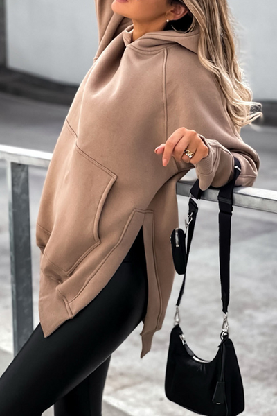 Dames Hoodie met Zakken en Split Detail