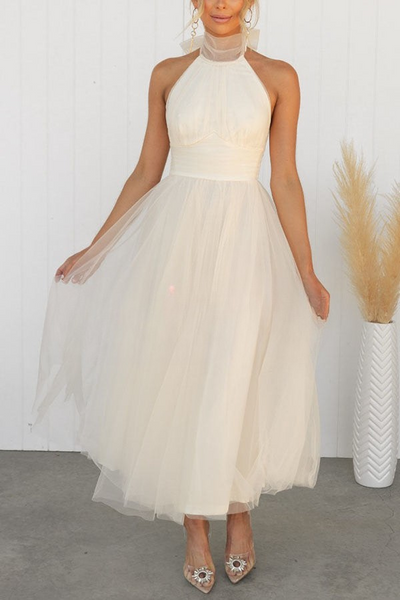 Halter maxi-jurk met geplooide details voor een stijlvolle uitstraling