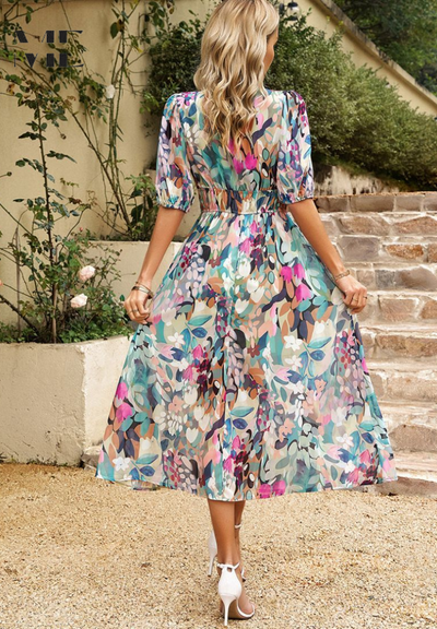 Elegante midi jurk met korte mouwen voor dagelijks comfort