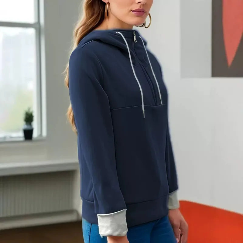 Casual hoodie met capuchon en praktische ritssluiting