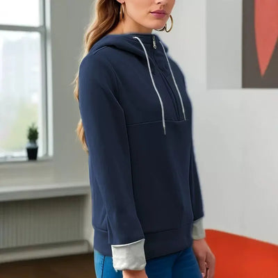 Casual hoodie met capuchon en praktische ritssluiting