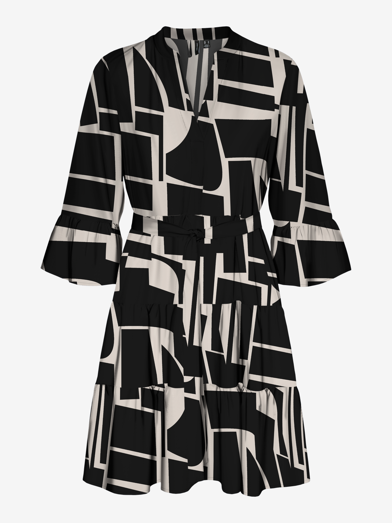Casual korte jurk met geometrisch patroon en V-hals