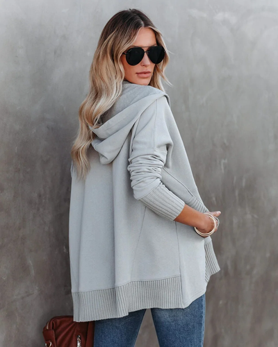 Brenda casual effen sweatshirt met V-hals en vleermuismouwen