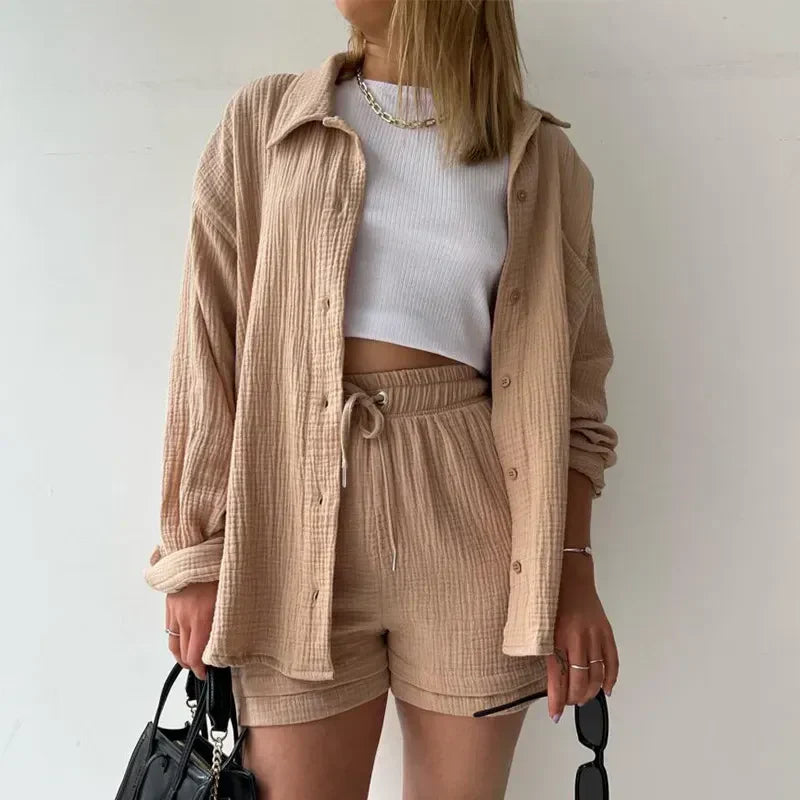 Susie - Dames Tweedelig Overhemd Met Lange Mouwen Casual Suit