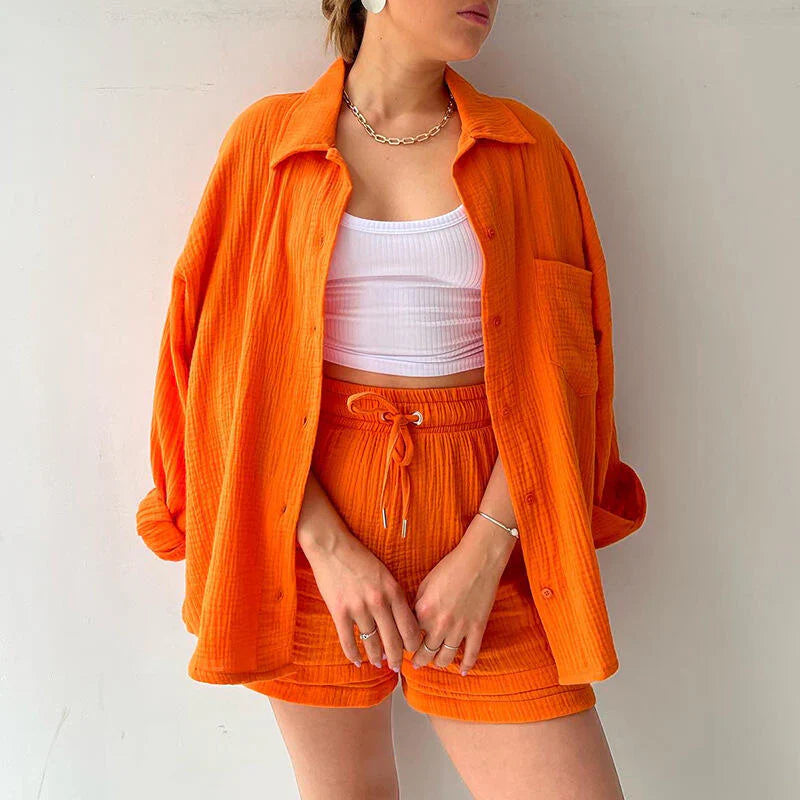 Susie - Dames Tweedelig Overhemd Met Lange Mouwen Casual Suit