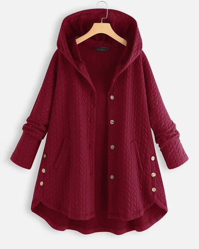 Trendy damesjas met capuchon en stijlvolle knoopsluiting