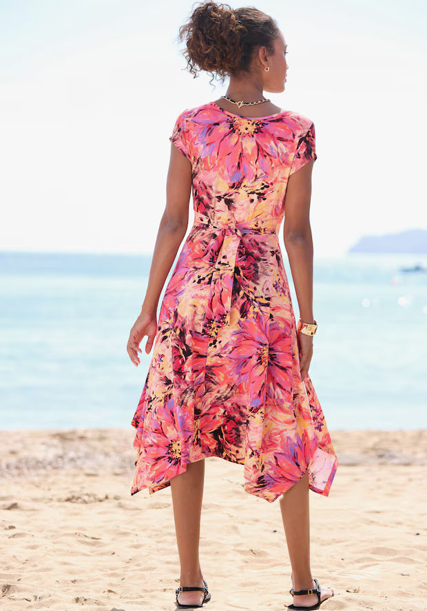 Zomerse Lange Jurk Met Print En Asymmetrische Zoom
