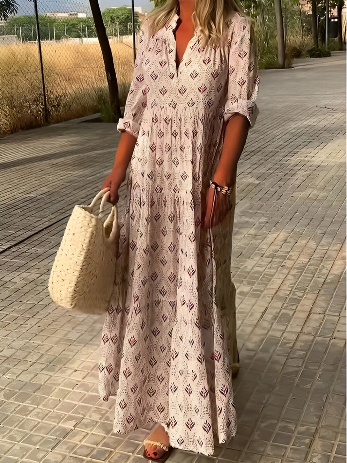 Boho maxi jurk met lange mouwen voor een elegante casual look