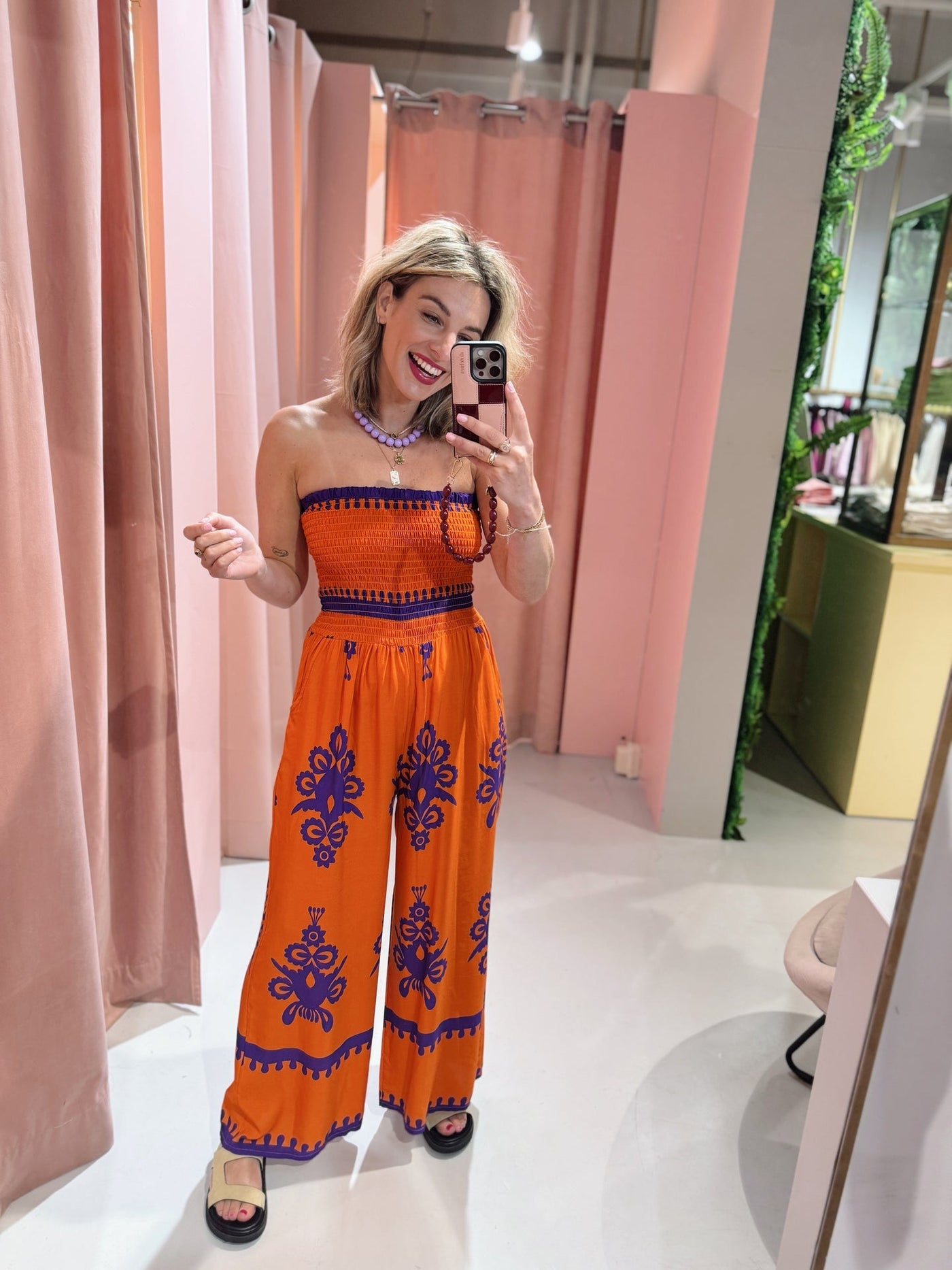 Trendy zomer jumpsuit zonder bandjes in luchtige boho stijl