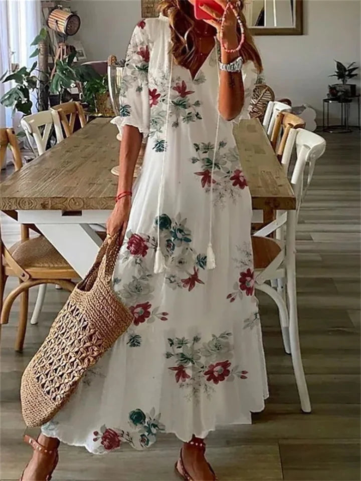 Luchtige maxi zomerjurk met elegante uitstraling