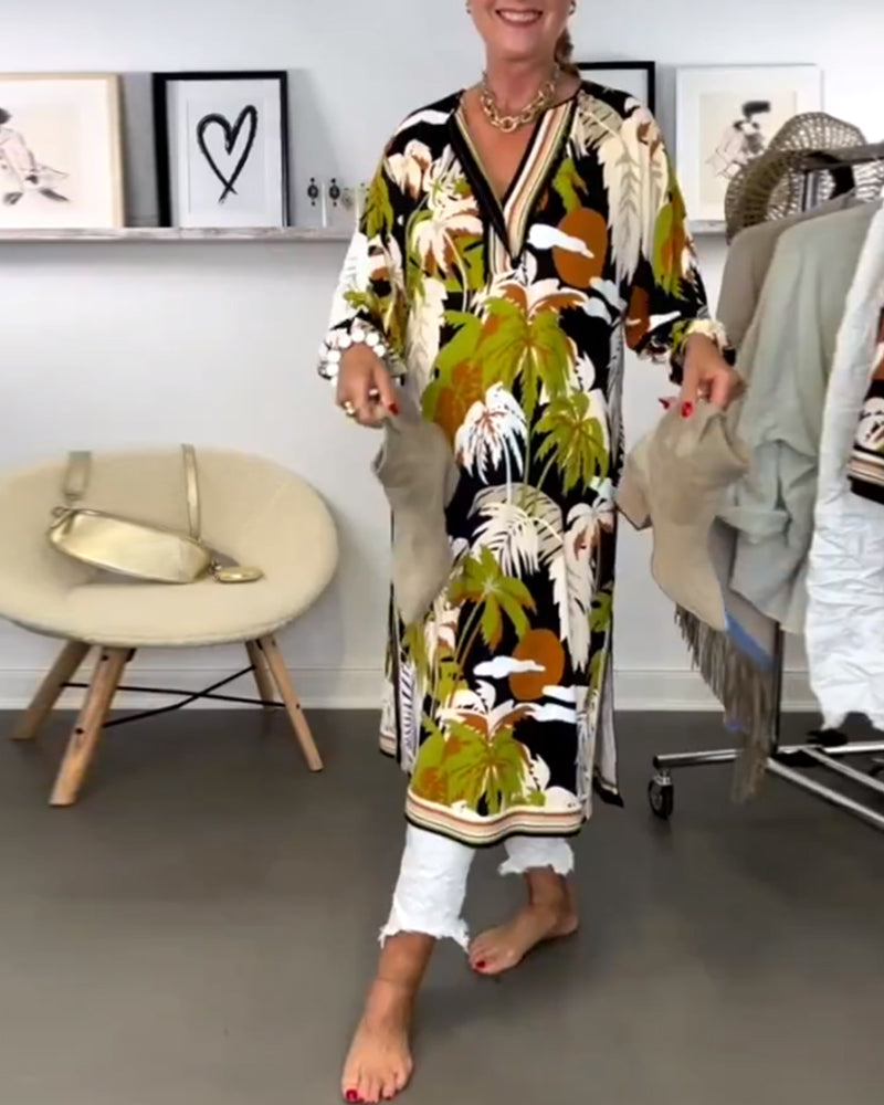 Modieuze midi-jurk met print en zomerse stranddetails voor een casual look