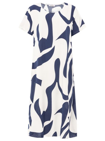 Stijlvolle midi jurk met korte mouwen en abstract patroon