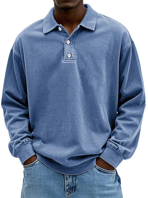 Heren poloshirt met lange mouwen en tijdloze uitstraling