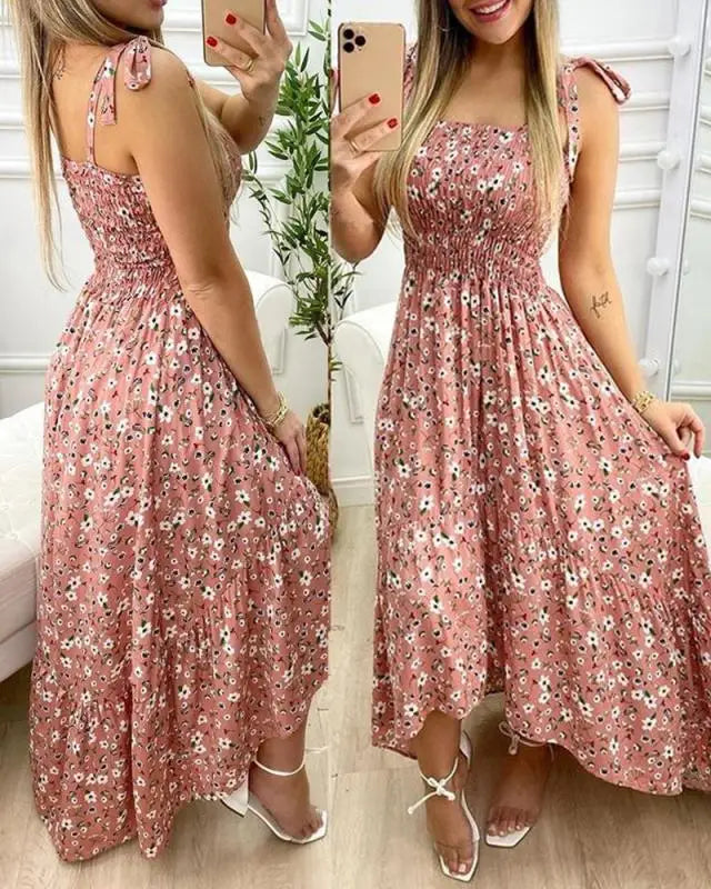 Casual maxi jurk met bloemenprint en smalle bandjes voor zomerse dagen
