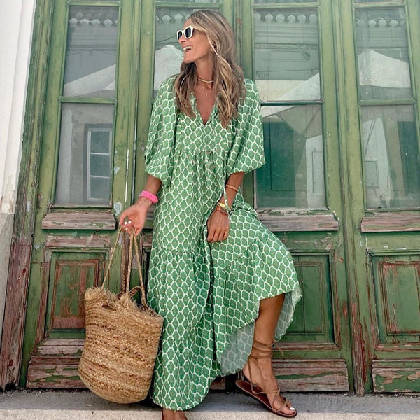 Zomerse maxi jurk met boho uitstraling en luchtige stijl