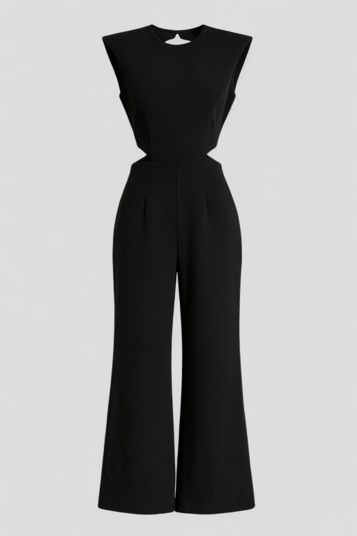 Stijlvolle mouwloze damesjumpsuit met open rug en wijde broekspijpen