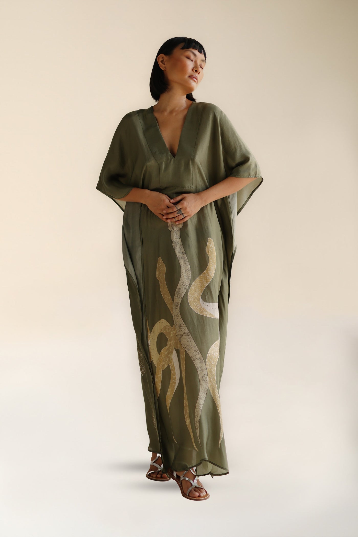 Lange kaftan met moderne elegante uitstraling